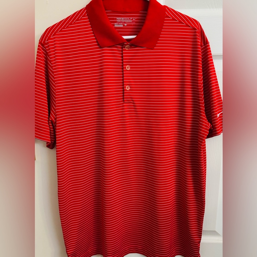 Nike Golf Tour Performance DriFit Striped‎ Men’s L Short Sleeve Polo Shirt